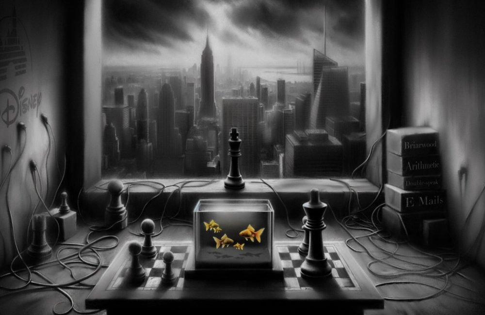 Endgame: When Pawns Burn the Board Blood-red chessboard with pawns toppling a crowned skull, text: 'CHECKMATE THE STATE'